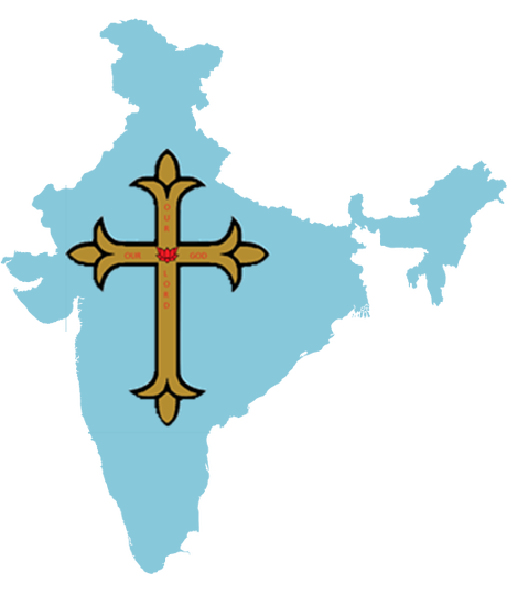 Cross imposed on map of India