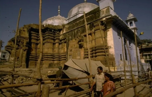 Western wall of the Gyanvapi Mosque, Varanasi, is that of the earlier Vishwanath Temple destroyed by Aurangzeb.